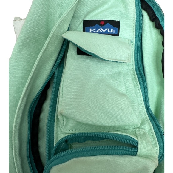 Seafoam canvas rope bag -well used - Picture 2 of 14